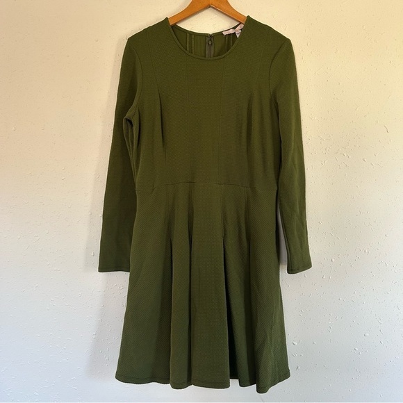 Hutch Olive Green Long Sleeve Textured Fit & Flare Mini Dress Holiday XL - Picture 1 of 8